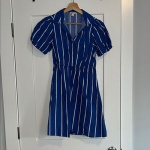 Blue and White Striped Dress